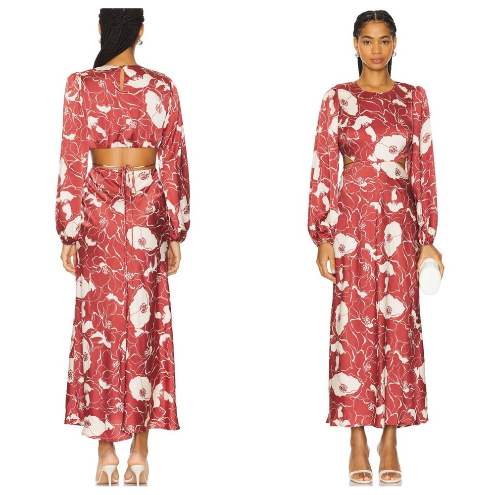 NWT Astr the Label Quinn Dress Brown Cream Floral Size Small